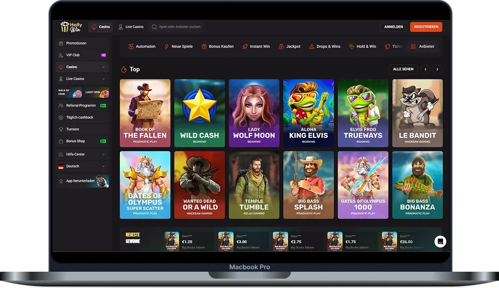 HollyWin Casino Startseite