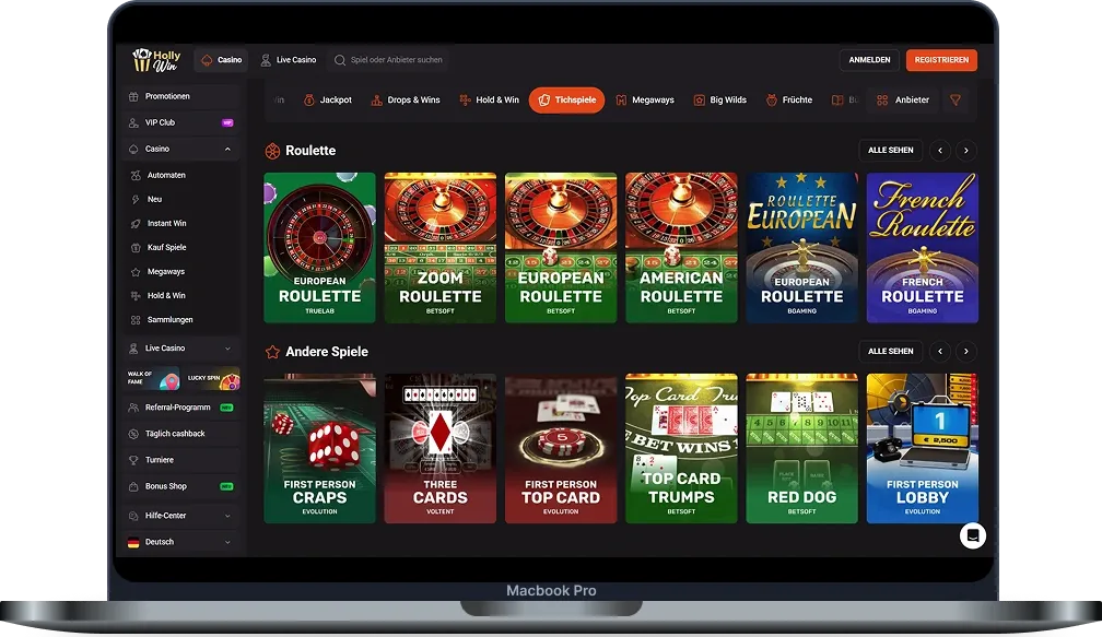 HollyWin Casino Tischspiele